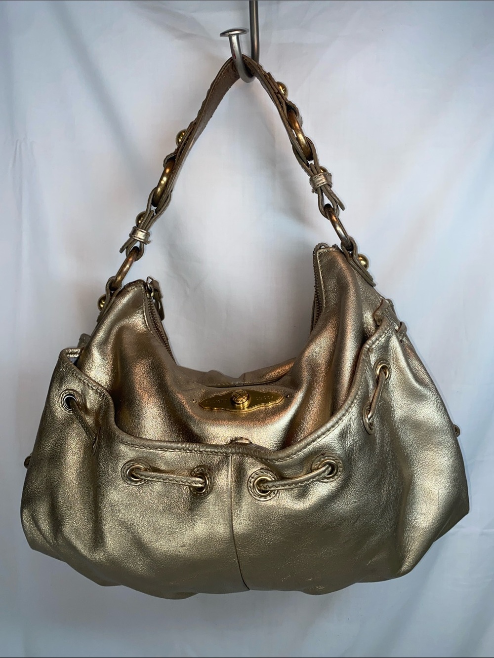 Elliott Lucca Metallic Gold Shoulder Hobo Bag